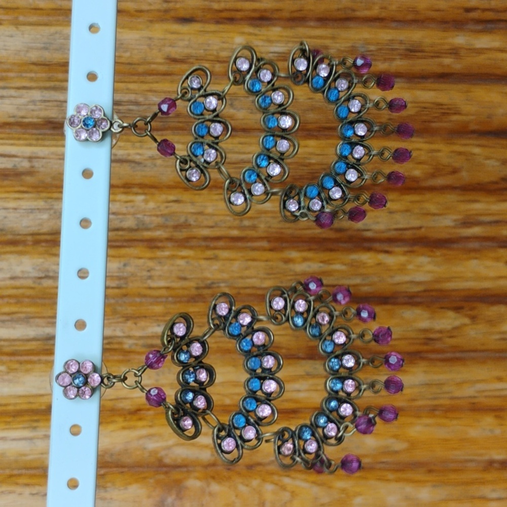 Boho style, chandelier,pink,blue,purple,earrings!